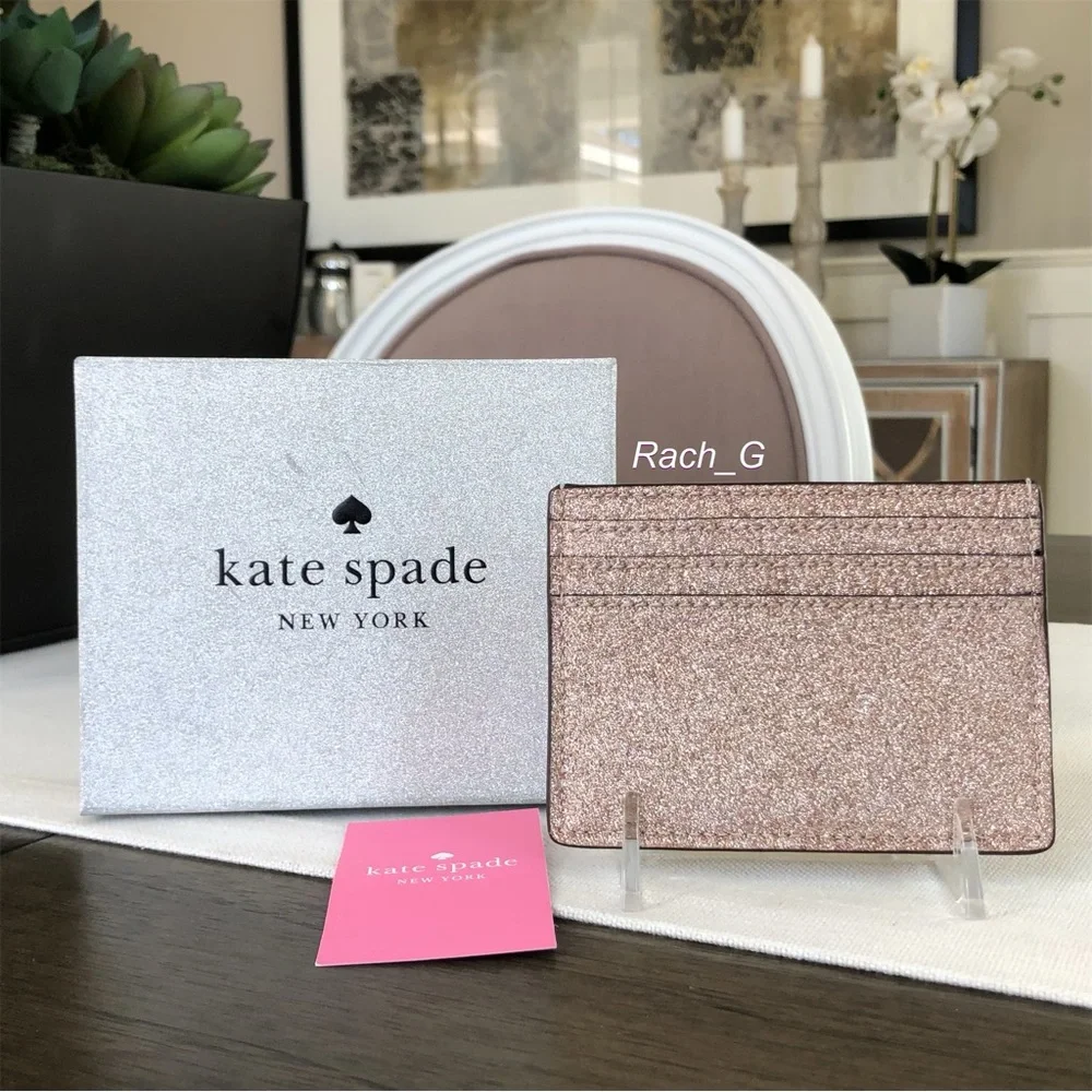 Kate Spade Tinsel Glitter Boxed Small Card Holder - Picture 5 of 7